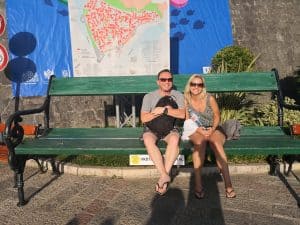 tiny people on bench